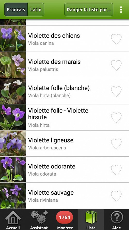 Fleurs en poche - 1764 Fleurs sauvages dans votre smartphone - liste